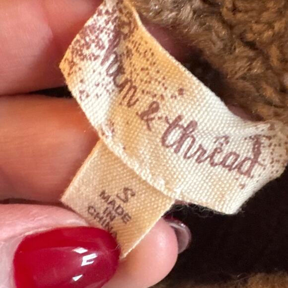 Hem & Thread Caspian Button Turtleneck Sweater Boxy Striped Brown Gold Buttons S - Picture 6 of 9